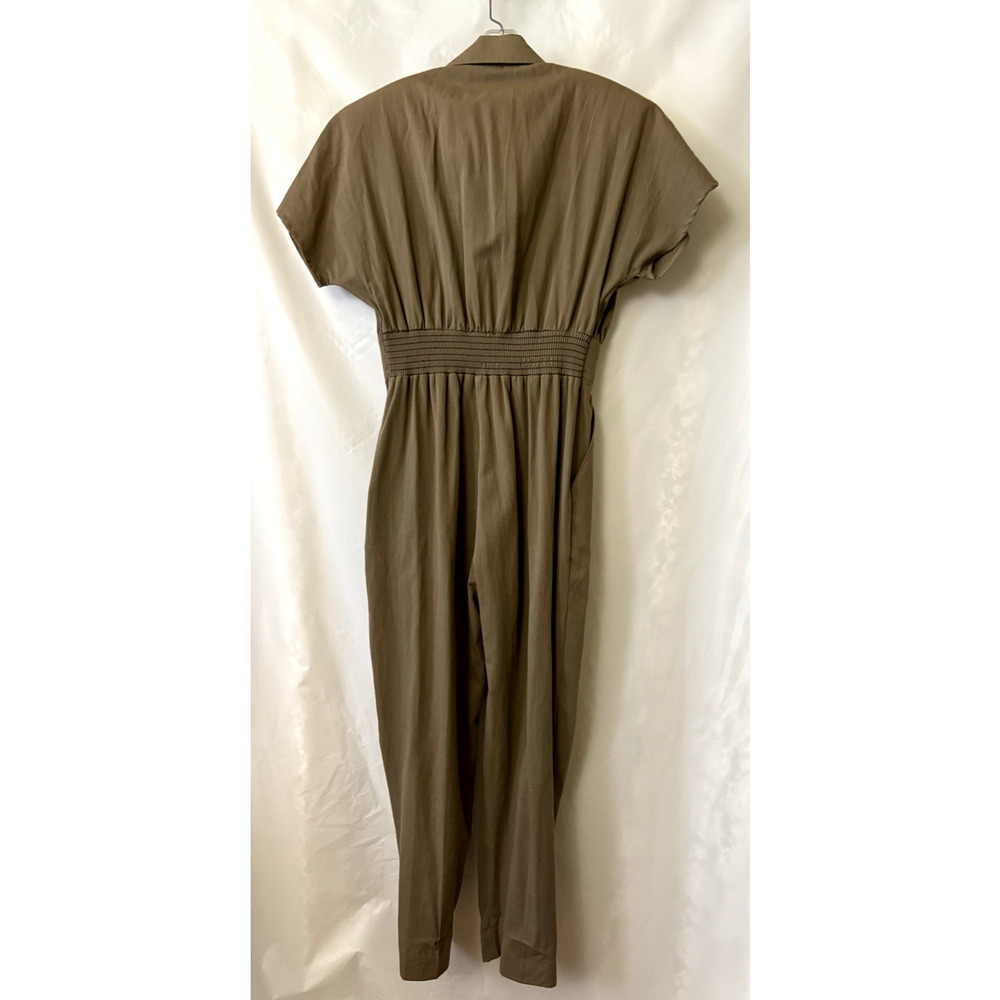 80's Joan Walters Jumpsuit Brown Chalders Pads Sz Medium 100% Cotton Made in USA - Picture 2 of 12